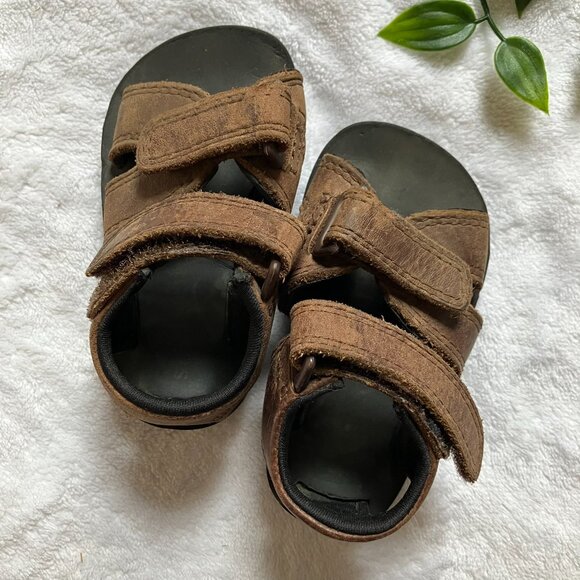 Stride Rite Infant Toddler Sandals 5M | Brown Leather Adjustable Strap Sandals - Picture 14 of 15